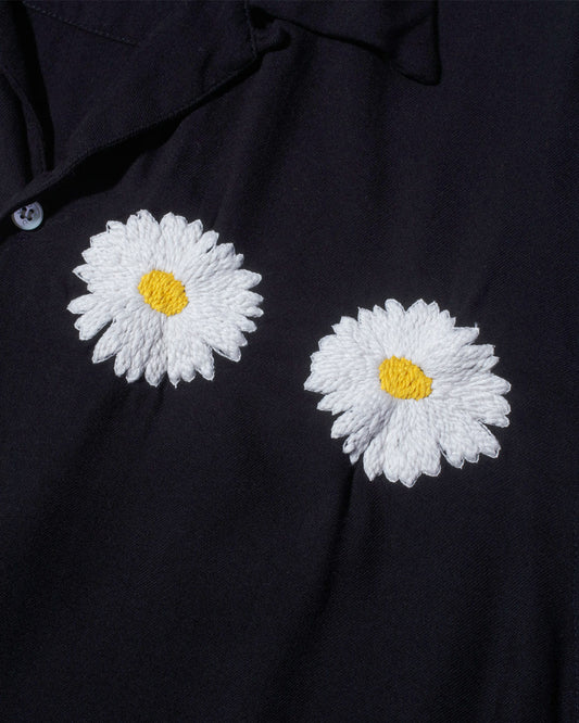 Nomarhythm Textile Flower Embroidery Shirt Black