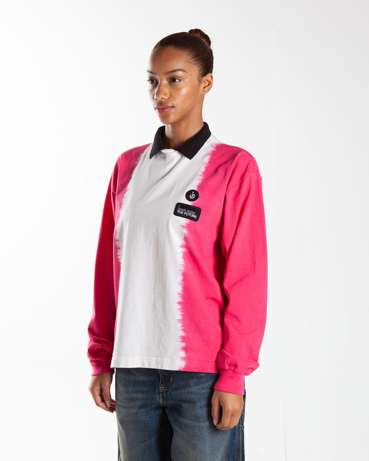 Nomarhythm Textile Hand Dye Polo Tee Shirt Pink