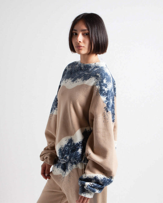 Nomarhythm Textile Hand Dye Twist Sweat Beige Blue