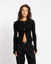 Nomarhythm Textile Multi Button Rib Cardigan Black