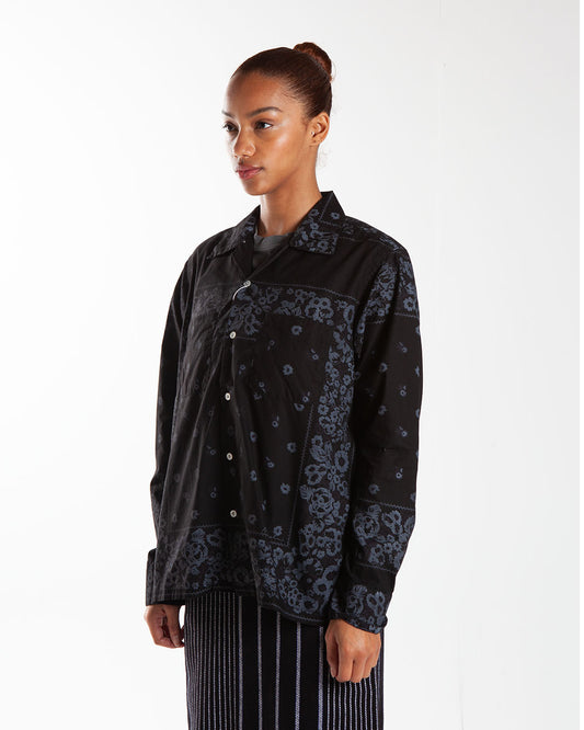 Nomarhythm Textile Overdyed Bandana Print Shirt Black