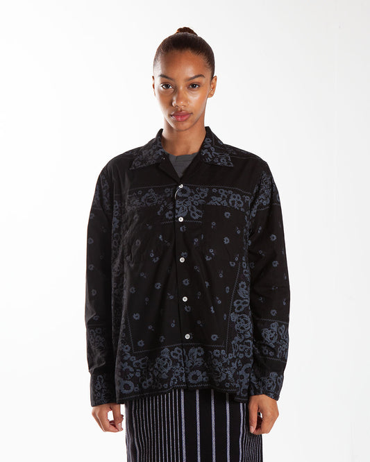 Nomarhythm Textile Overdyed Bandana Print Shirt Black