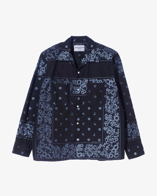 Nomarhythm Textile Overdyed Bandana Print Shirt Black