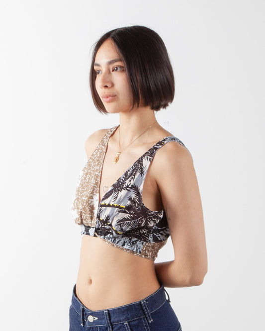 Nomarhythm Textile Patchwork Bra Top Beige Mix