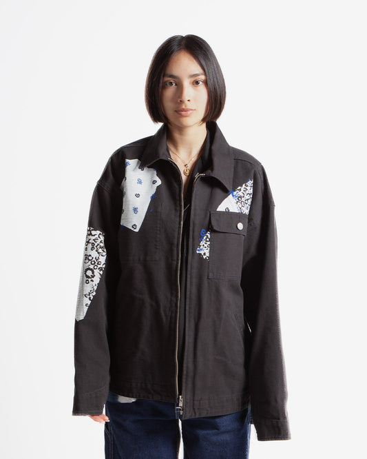Nomarhythm Textile Sign Print Work Jacket Black