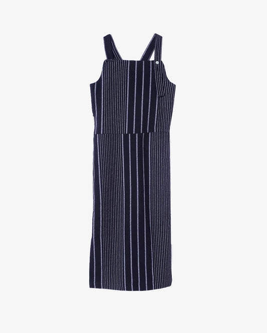 Nomarhythm Textile Stripe Apron Work Dress Black