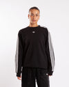 adidas Lace 3 Stripes Crew Sweatshirt Black
