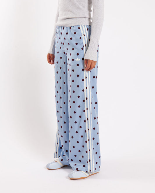 adidas Satin Polka Dots Wide Leg Track Pants Clear Sky