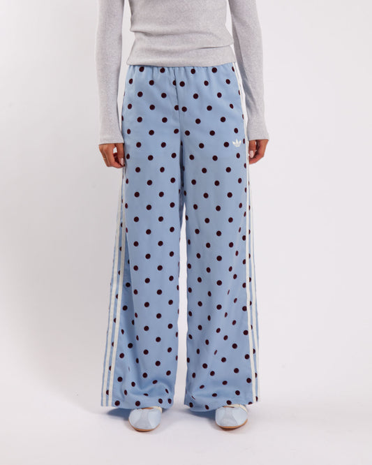 adidas Satin Polka Dots Wide Leg Track Pants Clear Sky