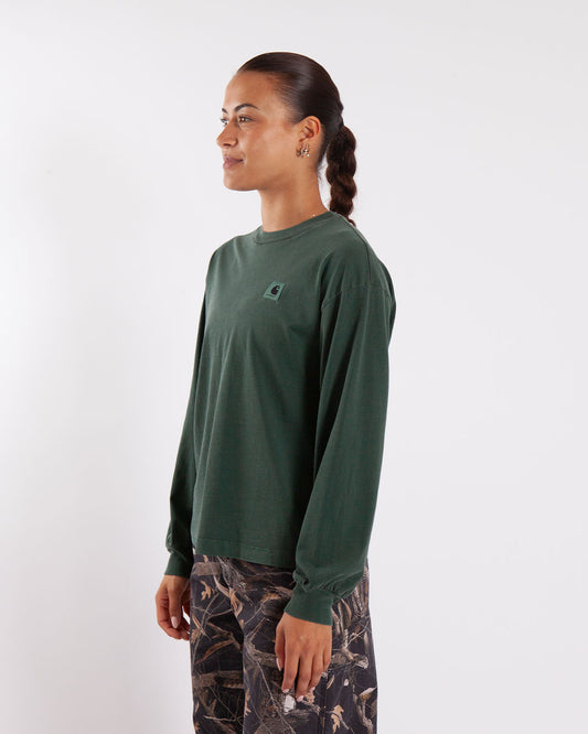 Carhartt WIP W' L/S Nelson T-Shirt Dark Scarab Garment Dyed