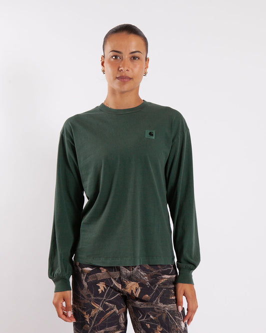 Carhartt WIP W' L/S Nelson T-Shirt Dark Scarab Garment Dyed