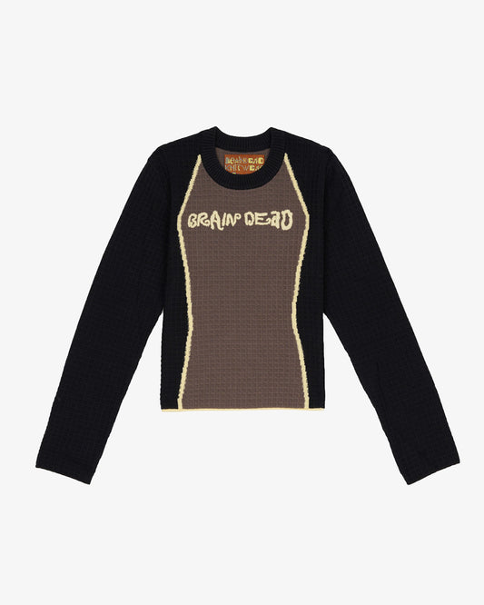 Brain Dead Organic Waffle Knit Top Mixed Greys