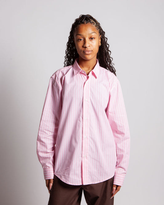 POP Trading Company Logo Striped Shirt Pink