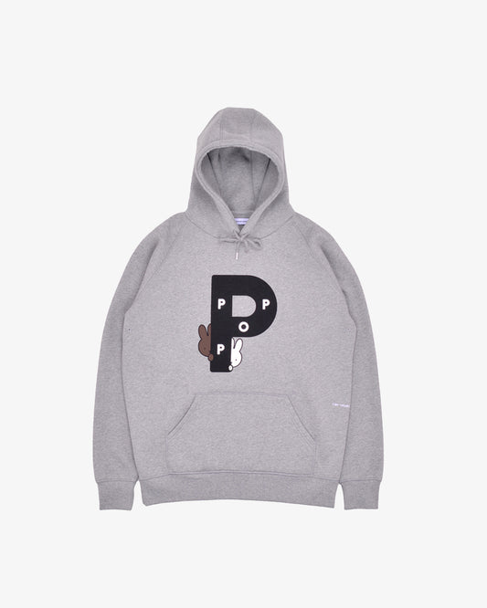 Pop Trading Company Miffy Big P Hooded Sweat Light Grey Heather