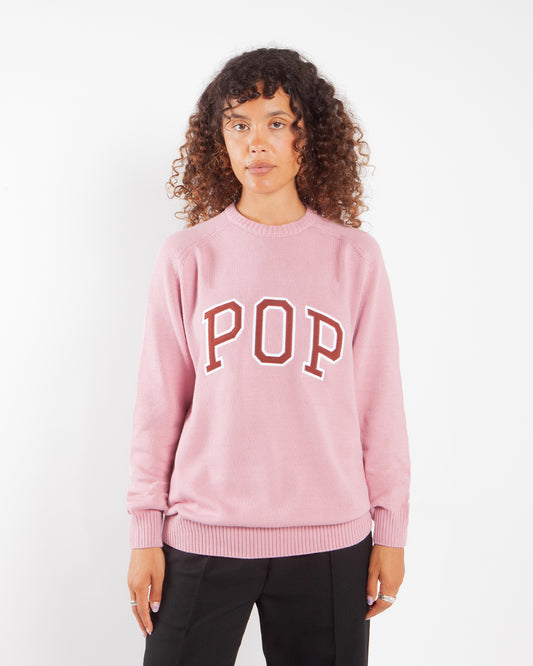 Pop Trading Company Arch Knitted Crewneck Mesa Rose/Fired Brick