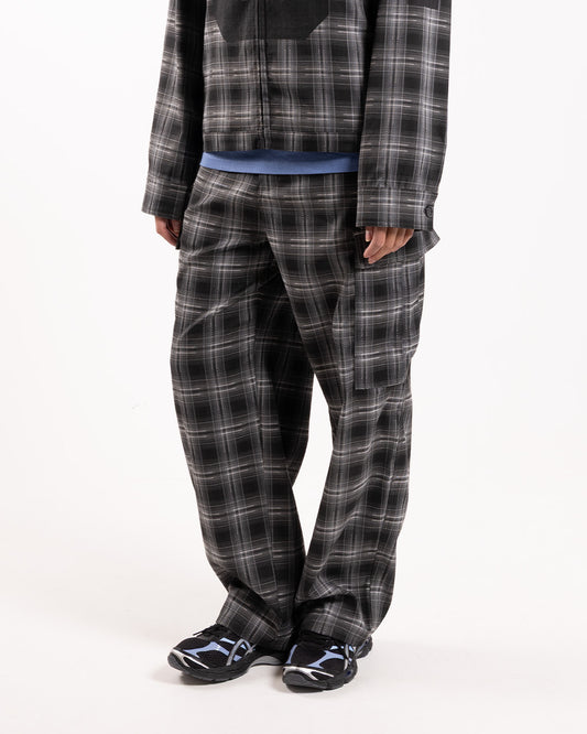 Pop Trading Company Checked Cargo Pants Charcoal