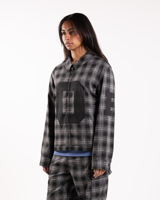 Pop Trading Company Checked Football Jacket Charcoal