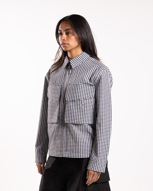 Pop Trading Company Gingham Boxer Overshirt Black/Off White