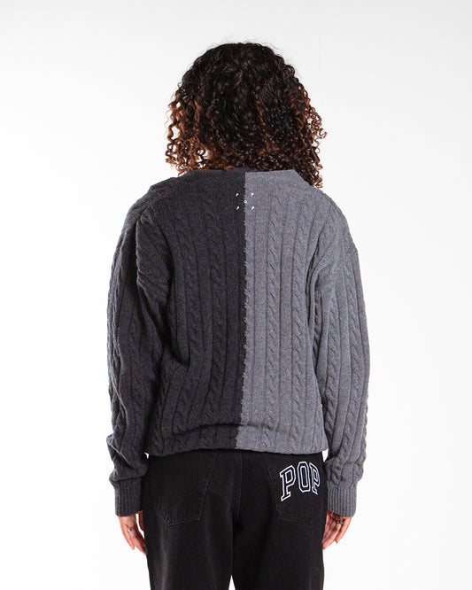 Pop Trading Company Knitted Cable Cardigan Anthracite/Charcoal