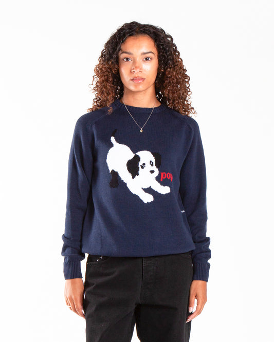 Pop Trading Company Knitted Joy Crewneck Navy