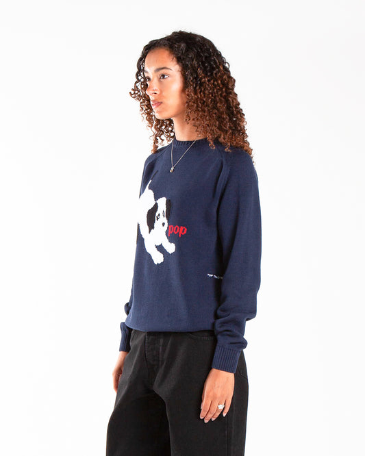 Pop Trading Company Knitted Joy Crewneck Navy