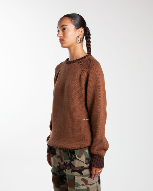 Pop Trading Company Knitted Logo Crewneck Bison