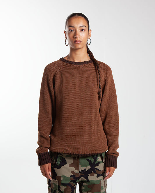 Pop Trading Company Knitted Logo Crewneck Bison