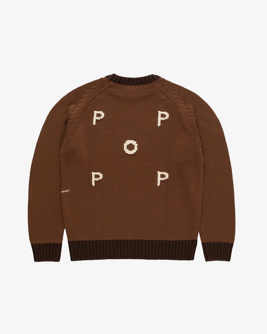Pop Trading Company Knitted Logo Crewneck Bison