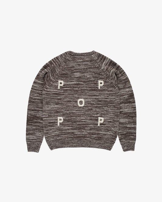 Pop Trading Company Knitted Melange Logo Crewneck Delicioso/Off White