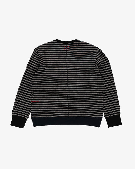Pop Trading Company Striped Waffle Crewneck Grey/Black