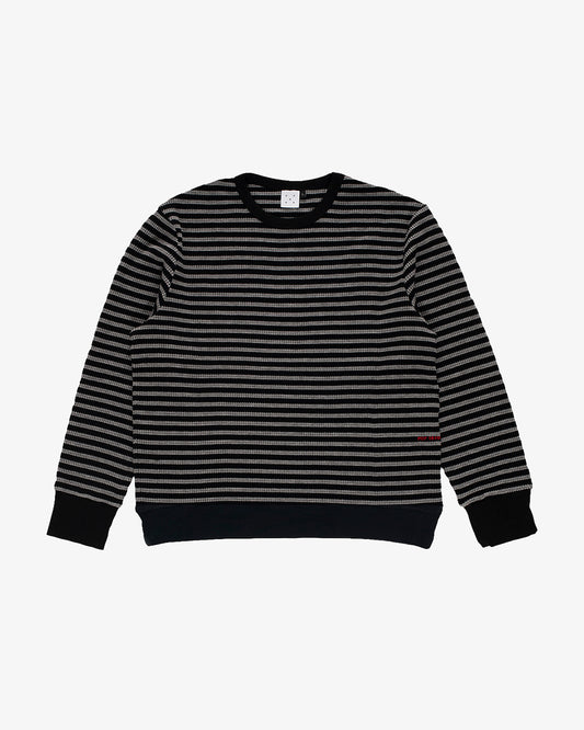 Pop Trading Company Striped Waffle Crewneck Grey/Black