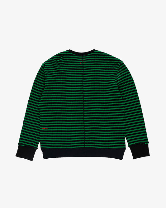 Pop Trading Company Striped Waffle Crewneck Juniper/Black
