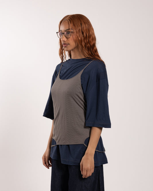 Rhodolirion Camisole Top/Loose Fitting Tee Navy