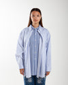 Rhodolirion Double Layer Button-down Shirt Dress Stripe White