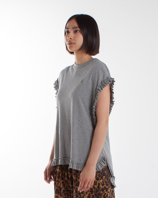 Rhodolirion Frill Tail Sleeveless Tee Heather Grey
