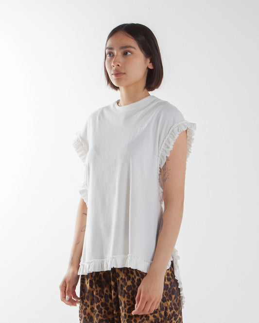 Rhodolirion Frill Tail Sleeveless Tee White