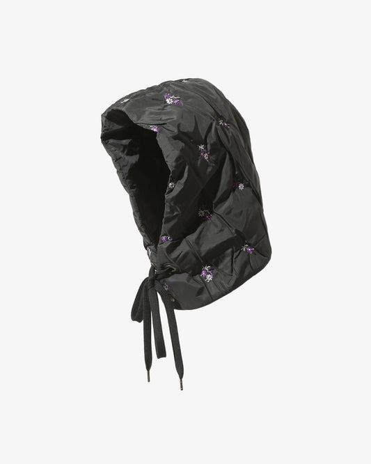 Rhodolirion Padded Hoody Scarf - Original Floral Embroidery Black