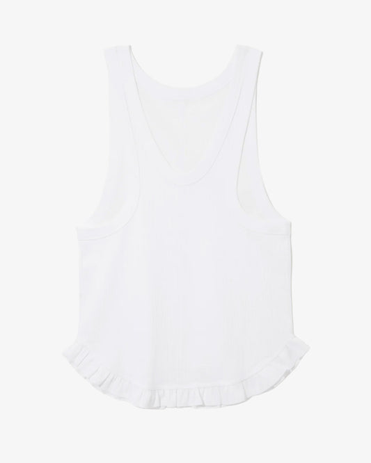 Rhodolirion Ribbed Frill Tank Top White