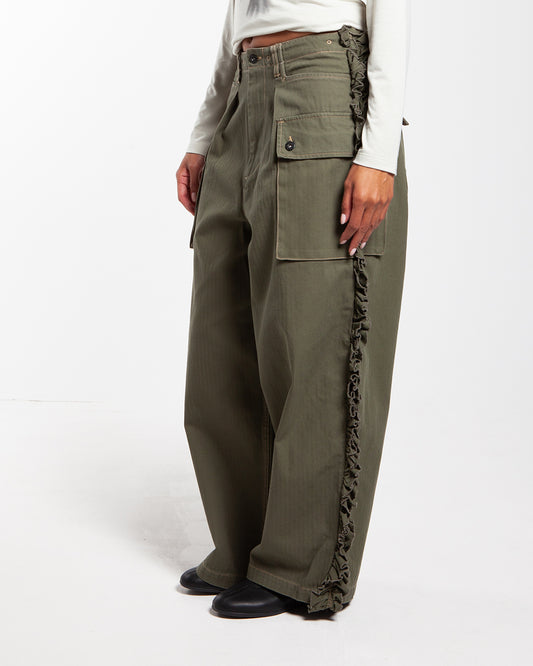 Rhodolirion Utility Pants - Herringbone Olive