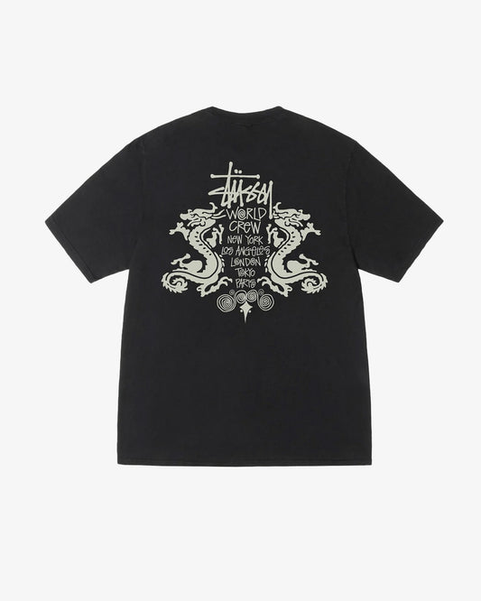 Stüssy Double Dragon Pig. Dyed Tee Black