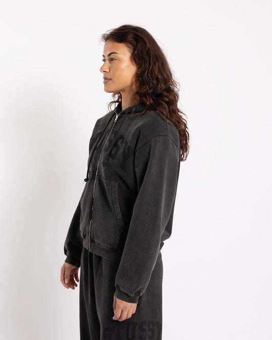 Stüssy Faded Graphic Zip Hood Washed Black