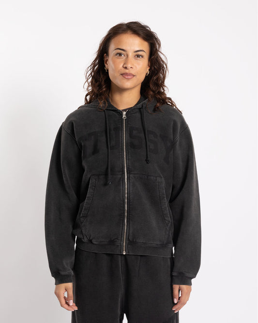 Stüssy Faded Graphic Zip Hood Washed Black
