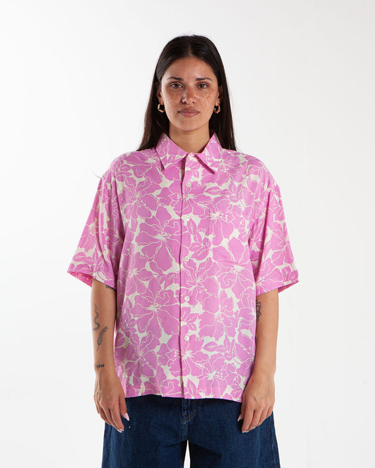 Stüssy Floral Hawaiian Shirt Pink