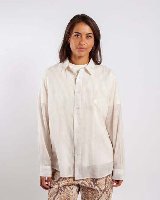 Stüssy Light Weight Classic Shirt Off White Stripe