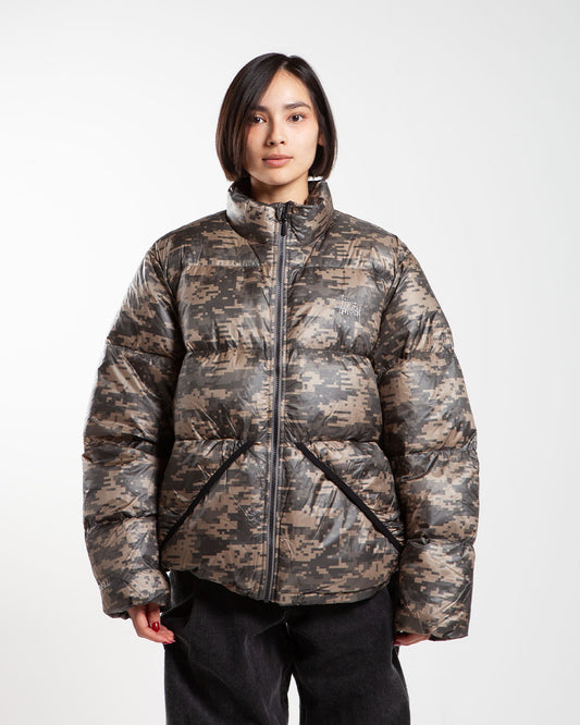 Stüssy Micro Ripstop Down Mock-neck jacket, front view, digi camo