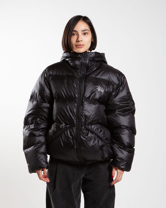 Black Stüssy Micro Ripstop Down Parka jacket, front view