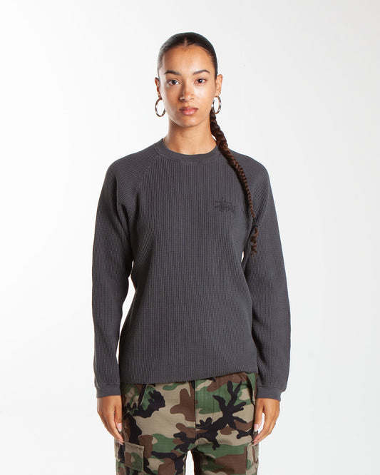 Stüssy Raglan Thermal Basic Stock Washed Black