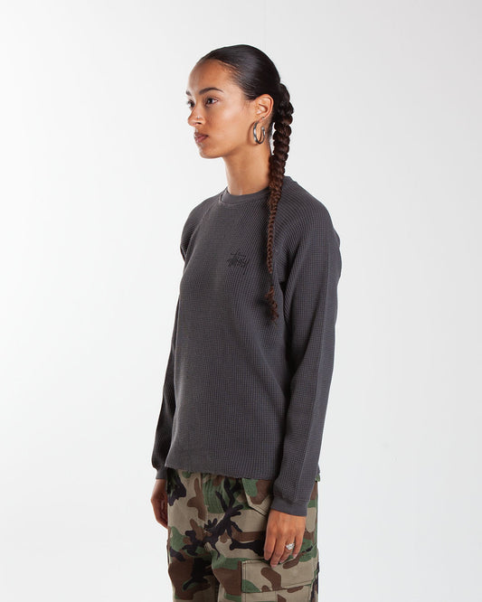 Stüssy Raglan Thermal Basic Stock Washed Black