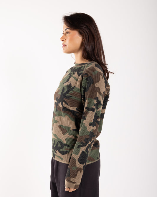 Stüssy Raglan Thermal Basic Stock Woodland Camo