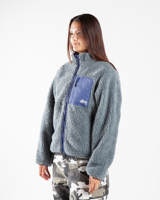 Stüssy Sherpa Reversible Jacket Bluestone